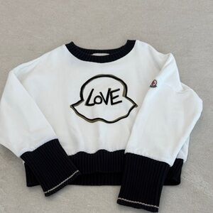 Moncler White and Black Crew Neck Sweater